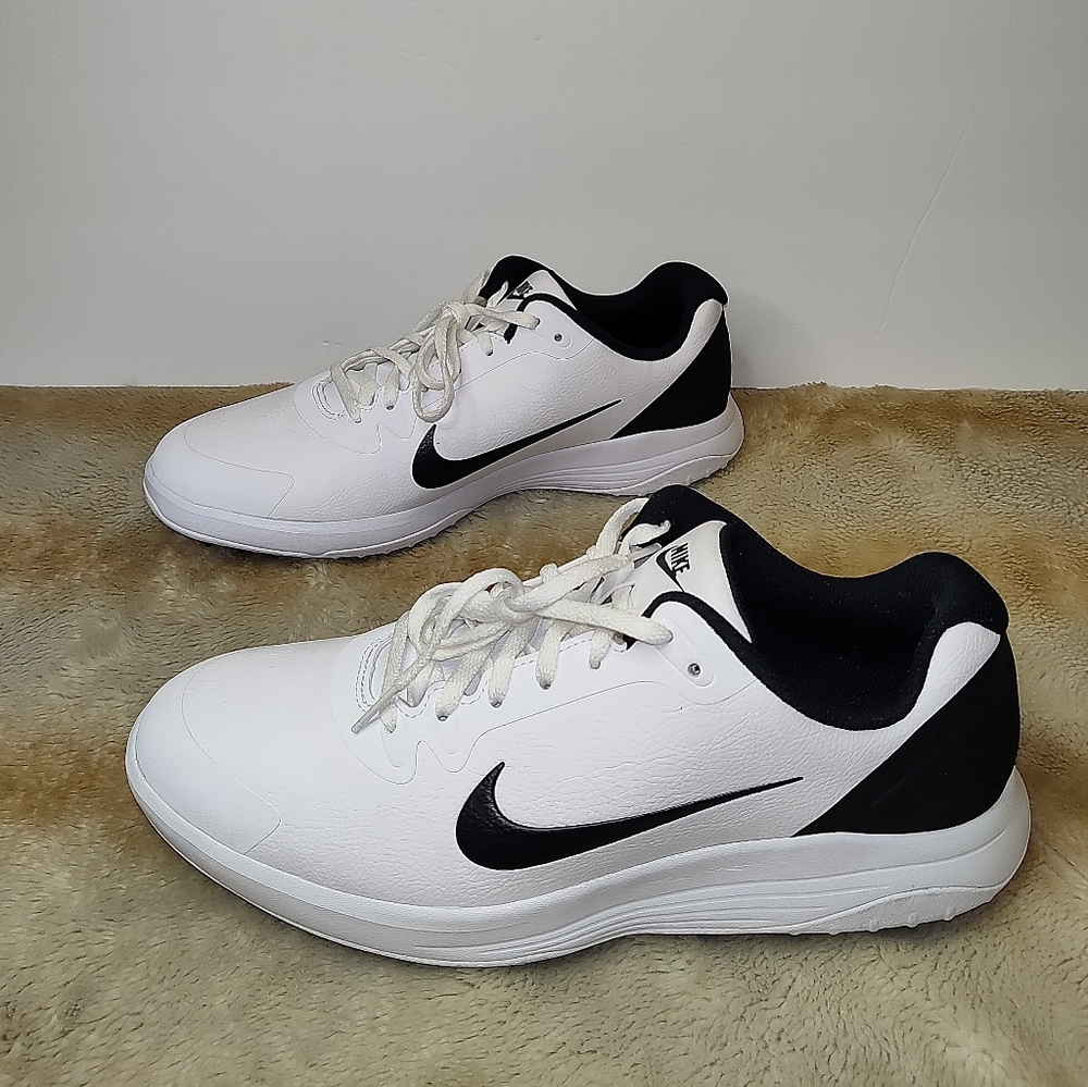 Nike Infinity G Mens Leather Golf Shoes Spikes White Black CT0531-101 - Picture 2 of 10
